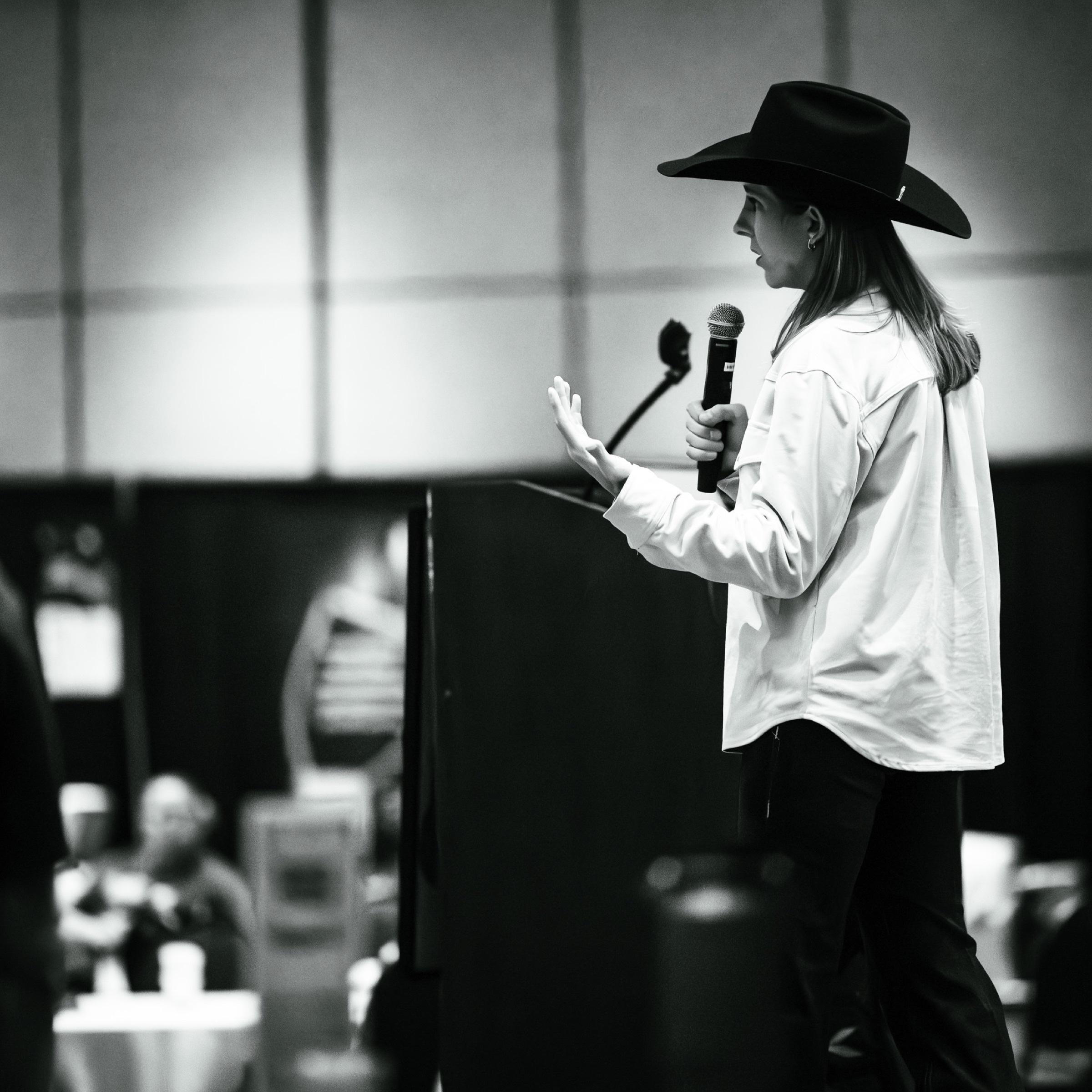 Melanie Smith speaking to an equine industry audience