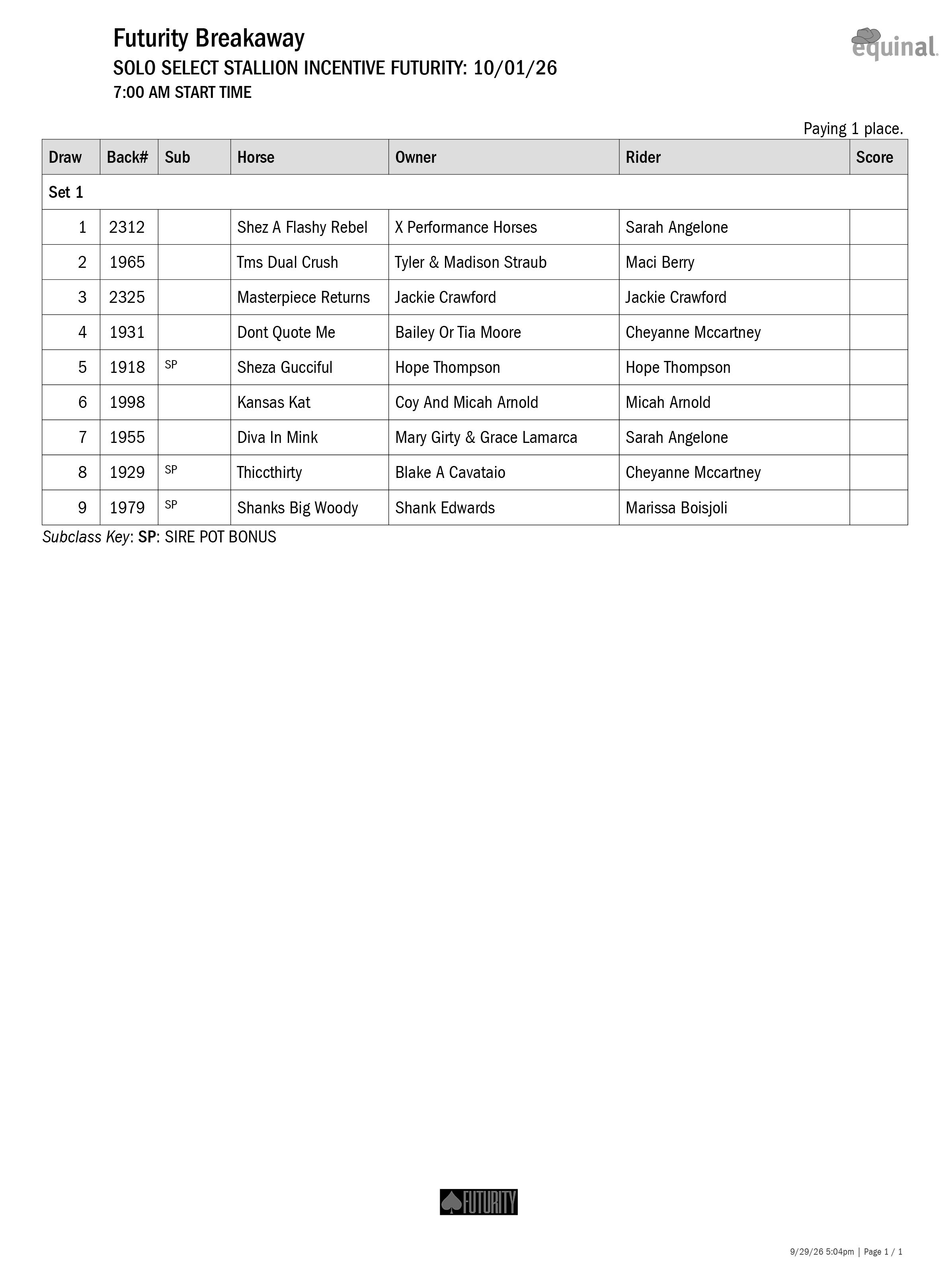 Breakaway draw