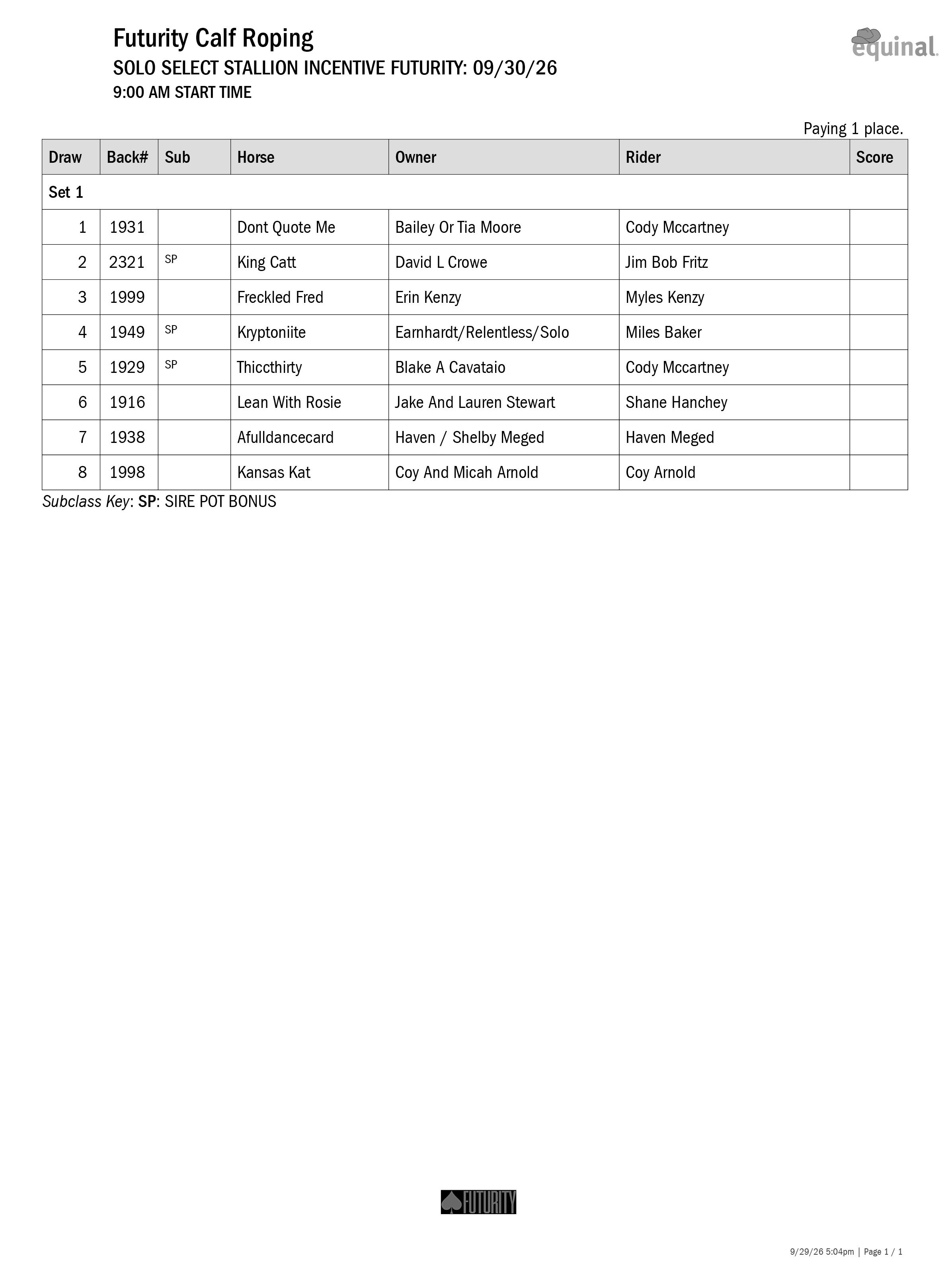 Tie down draw