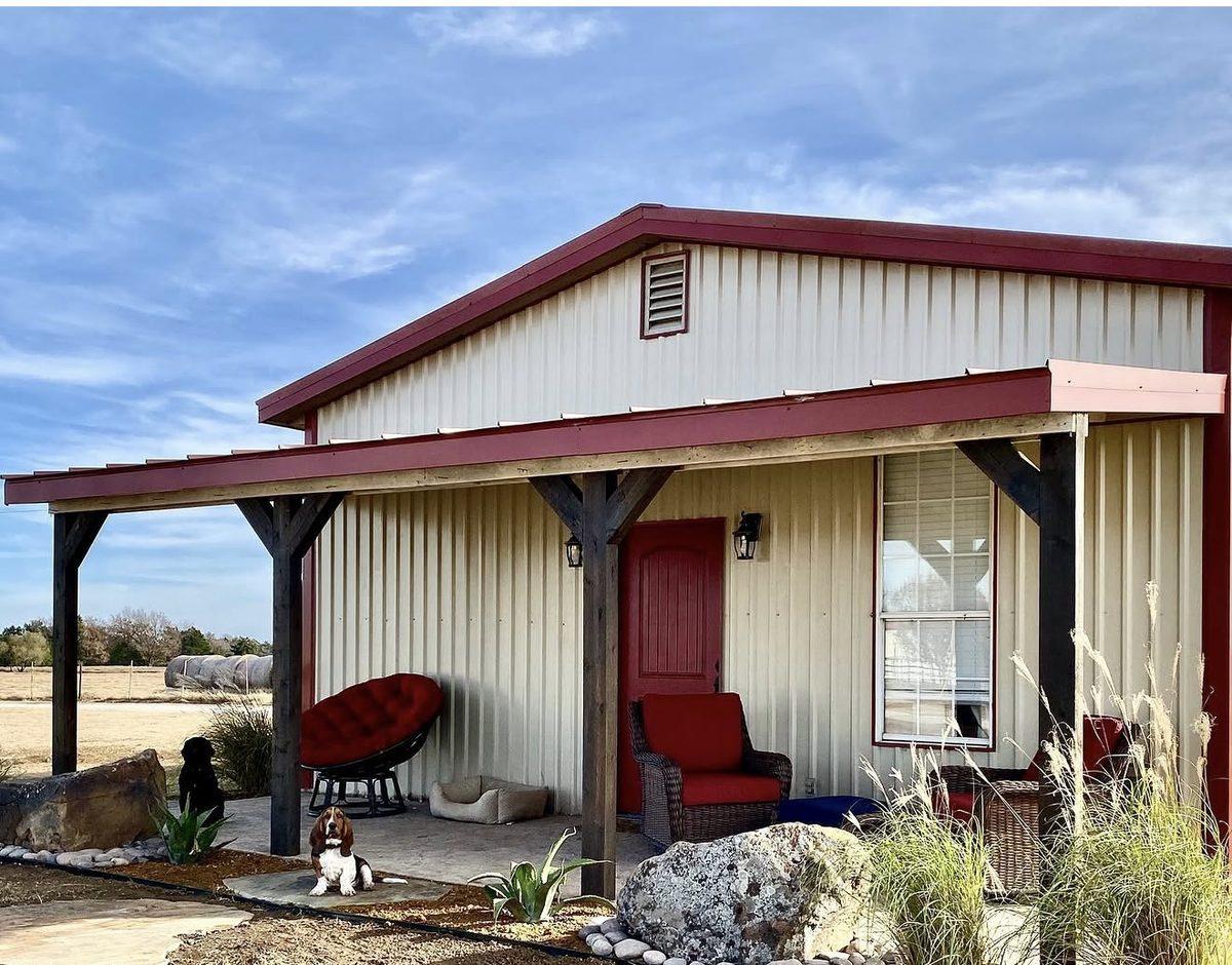 The little red-and-white ranch house on the North Ranch after its remodel