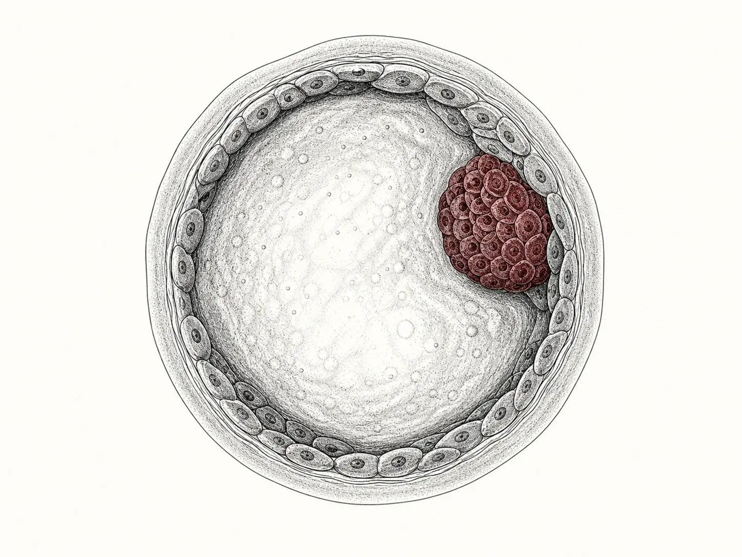 Scientific illustration of an equine blastocyst