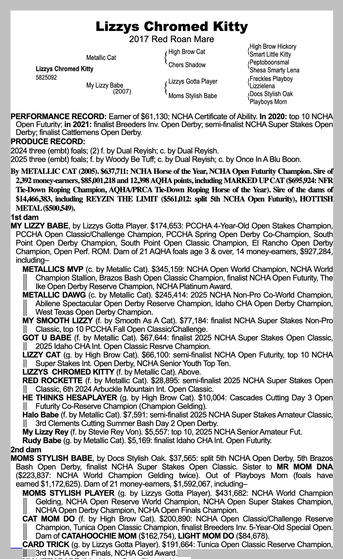 Robin Glenn pedigree and produce record; QData 5/2025; received 2026-10